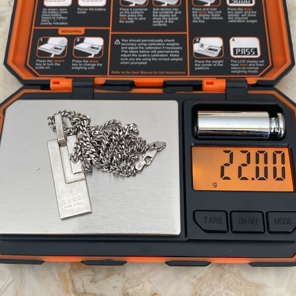 Gucci 925 Sterling Silver “G” Pendant & Heavy Sterling Silver 20” Curb Chain - Picture 9 of 10